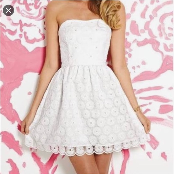 Lilly Pulitzer White Pearl Strapless Dress